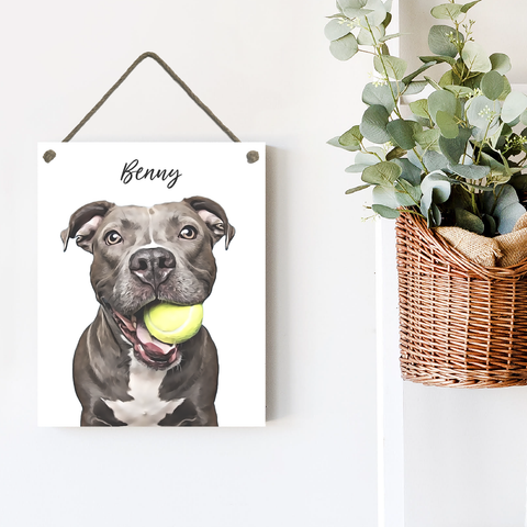 Custom Oil Effect Pet Portrait — Hanging Rope Board