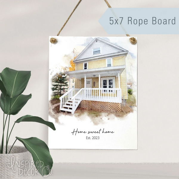 Custom Watercolor House Effect — Rope Board Panel