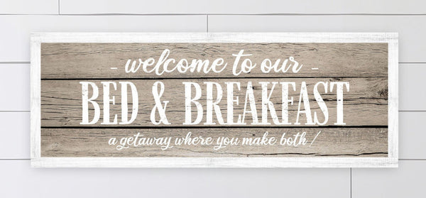 Bed and Breakfast Funny Welcome -  the Table Large Dining Room Wall Decor, Framed Wood Farmhouse Decor, Wood Board Texture on Wood