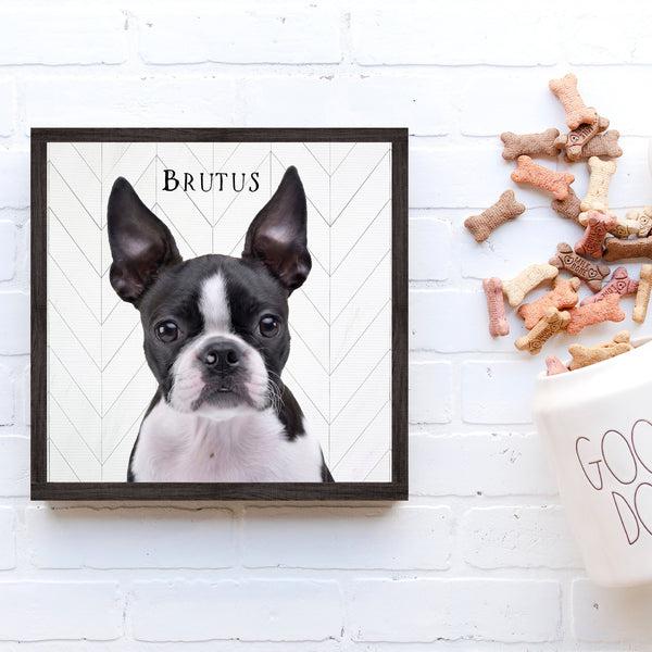 Custom Pet Potrait Oil Effect, Your Custom Pet Potrait, Pet Parent Gift Ideas, Pet Loss Memorial Print, Chevron Texture Printed on Canvas